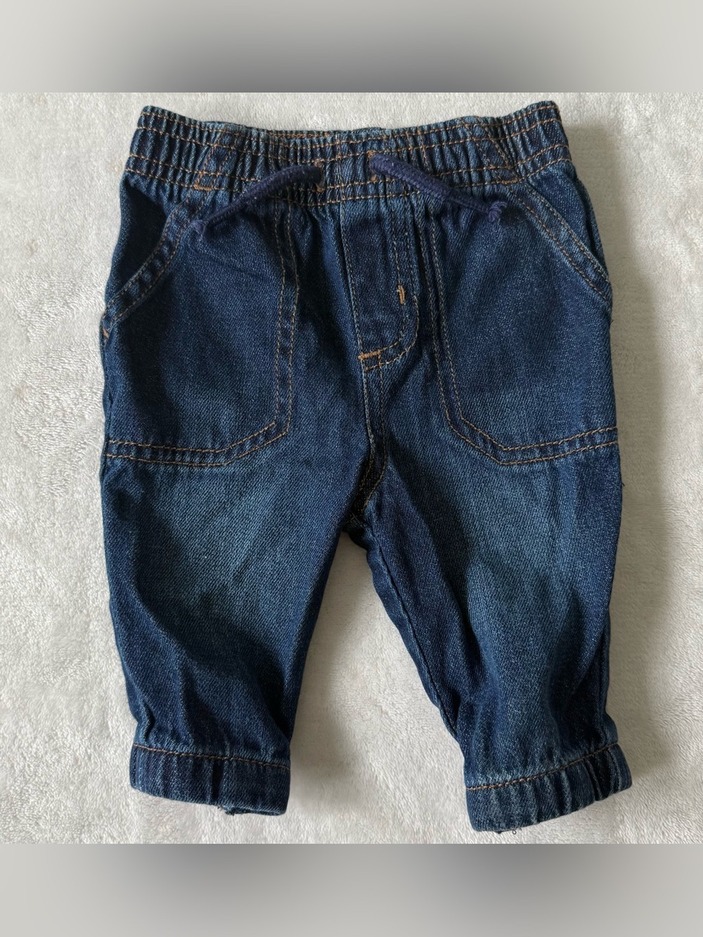 Garanimals Baby Boys/Girls Dark Wash Denim Jogger Pants 0–3 Months Elastic Waist